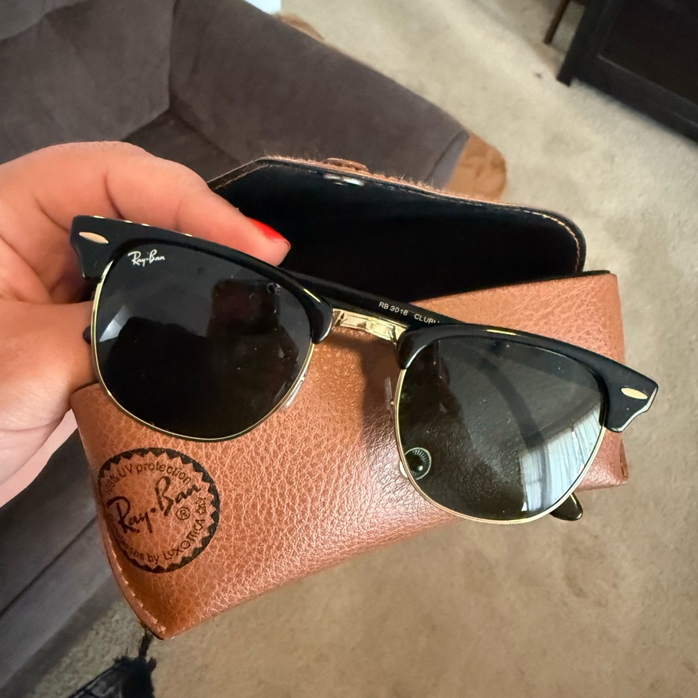 Ray-Ban Club master Black and Gold Sunglasses